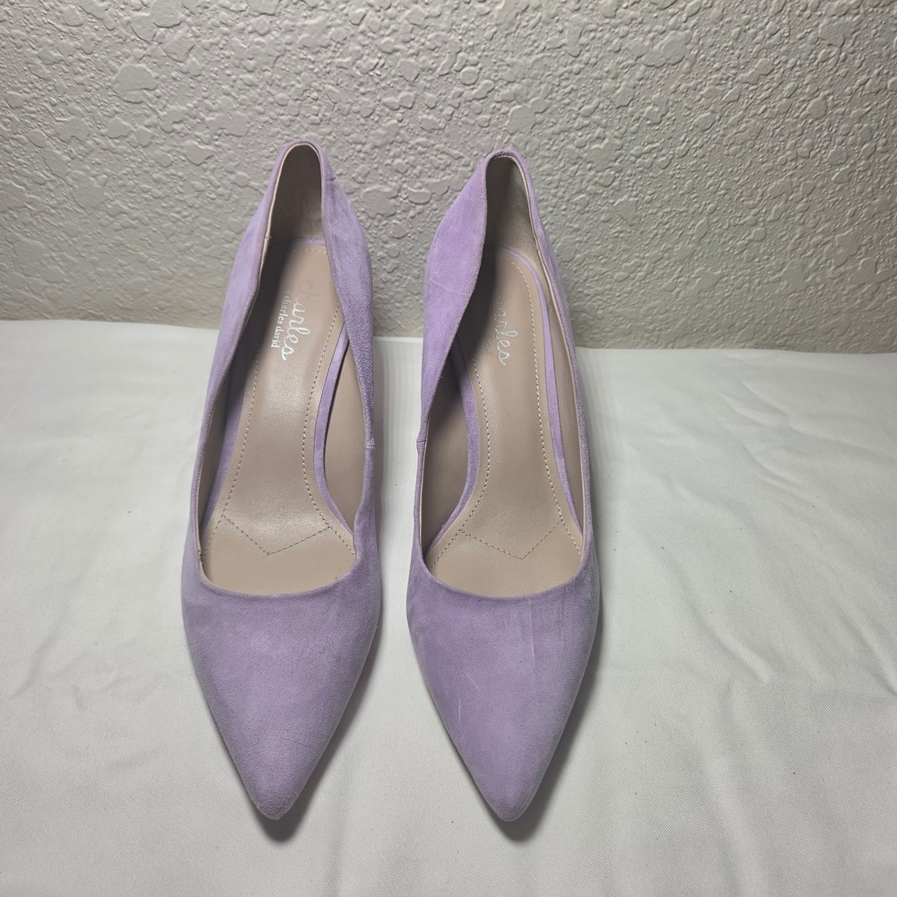 Charles by Charles David Lavender Suede Pointed Toe Kitten Heel Pumps Size 9M - Picture 4 of 8